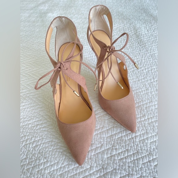 Shoes - Tan Suede Pointy Toe Heels